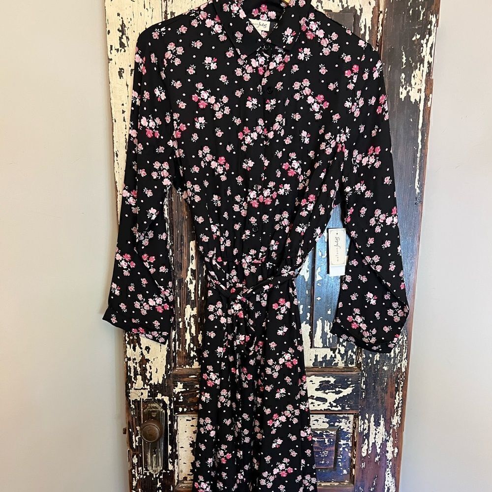 NWT Women’s Madison Jules Floral long sleeve belted dress. Size 1X